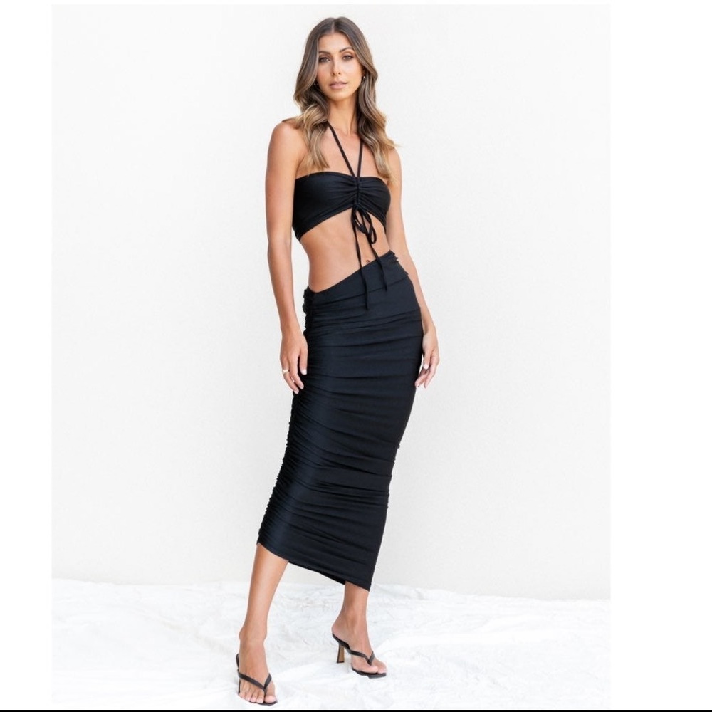 Bandeau Top/Midi Skirt Set